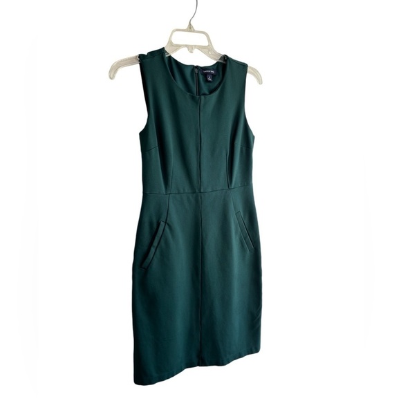 Lands End Sheath Dress Pockets Sleeveless Knit Stretch Jumper Size 4 Green EUC - Picture 9 of 15